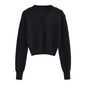 V-neck Thick Pullover Cropped Sweater