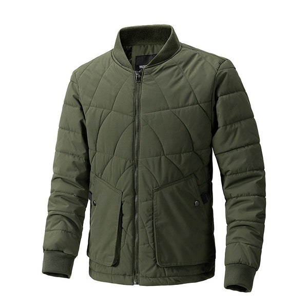 Stand Collar Plaid Cotton-padded Coat