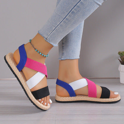 Chaussures Romaines Plates Étudiants Fond Souple Grande Taille Croisées