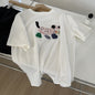 Heavy-duty 3D Embroidered Puppy Crewneck Short-sleeve Womens Top