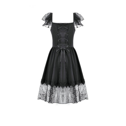Dark in Love Black Gothic Sweet Bow Lace Lolita Dress
