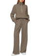 Women's Half-Zip Sweatshirt & Wide Leg Pants Set
