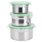 Stainless Steel Food Container with Lid 3Pcs/Set