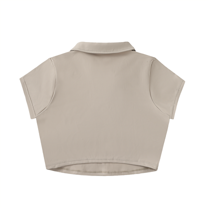 Womens V-Neck Lapel Crop Top