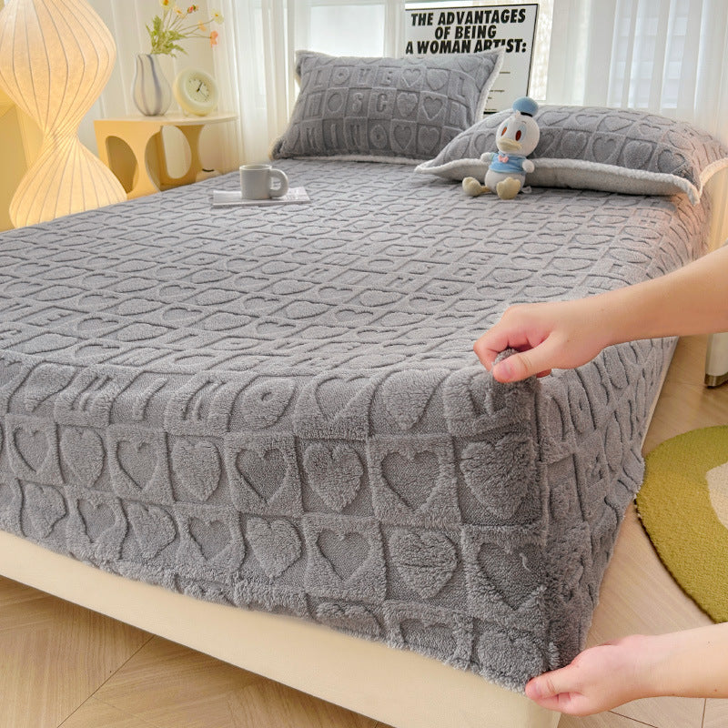 Milk Fiber Fitted Sheet Solid Color Tower Velvet Three-dimensional Carved