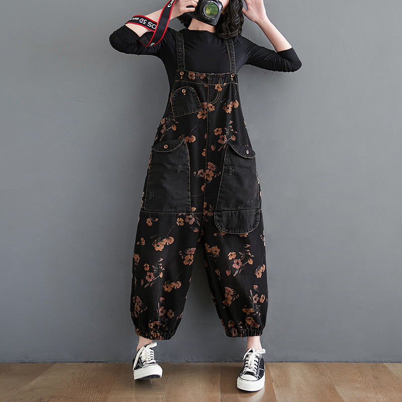 Combinaison salopette noire ample en jean
