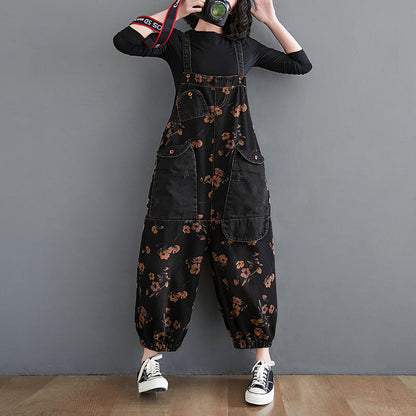 Combinaison salopette noire ample en jean