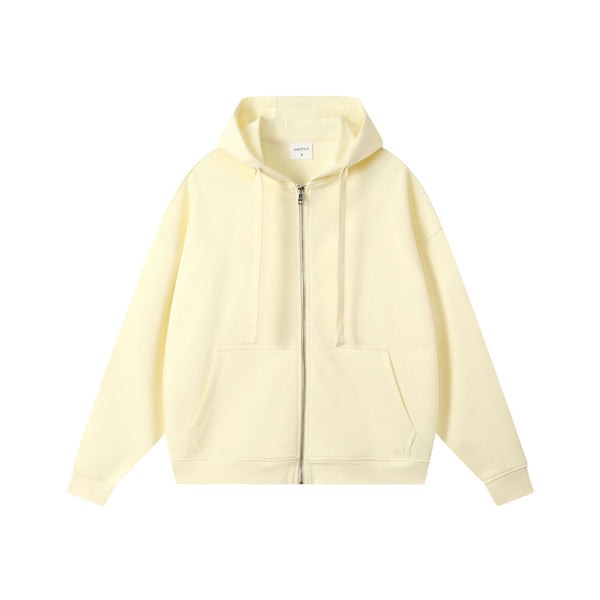Loose Cotton Zip-Up Hoodie