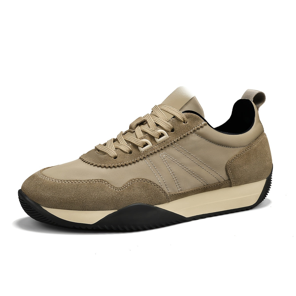 Chaussures de randonnée décontractées élégantes pour hommes - Dessus en tissu respirant, Semelle en PVC durable, Fermeture à lacets, Tenue d'extérieur et décontractée toutes saisons - Noir