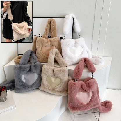 Sac à bandoulière duveteux pour femmes, sac à main à poignée supérieure, sac à main d'automne-hiver en peluche, sacs de courses tendance pour filles, sacs à main pour femmes