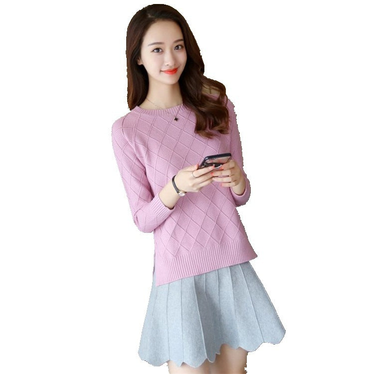Fashion Loose Sweater Women's Round Neck Pullover Solid Color Long Sleeve Women - Stuffs & Savers