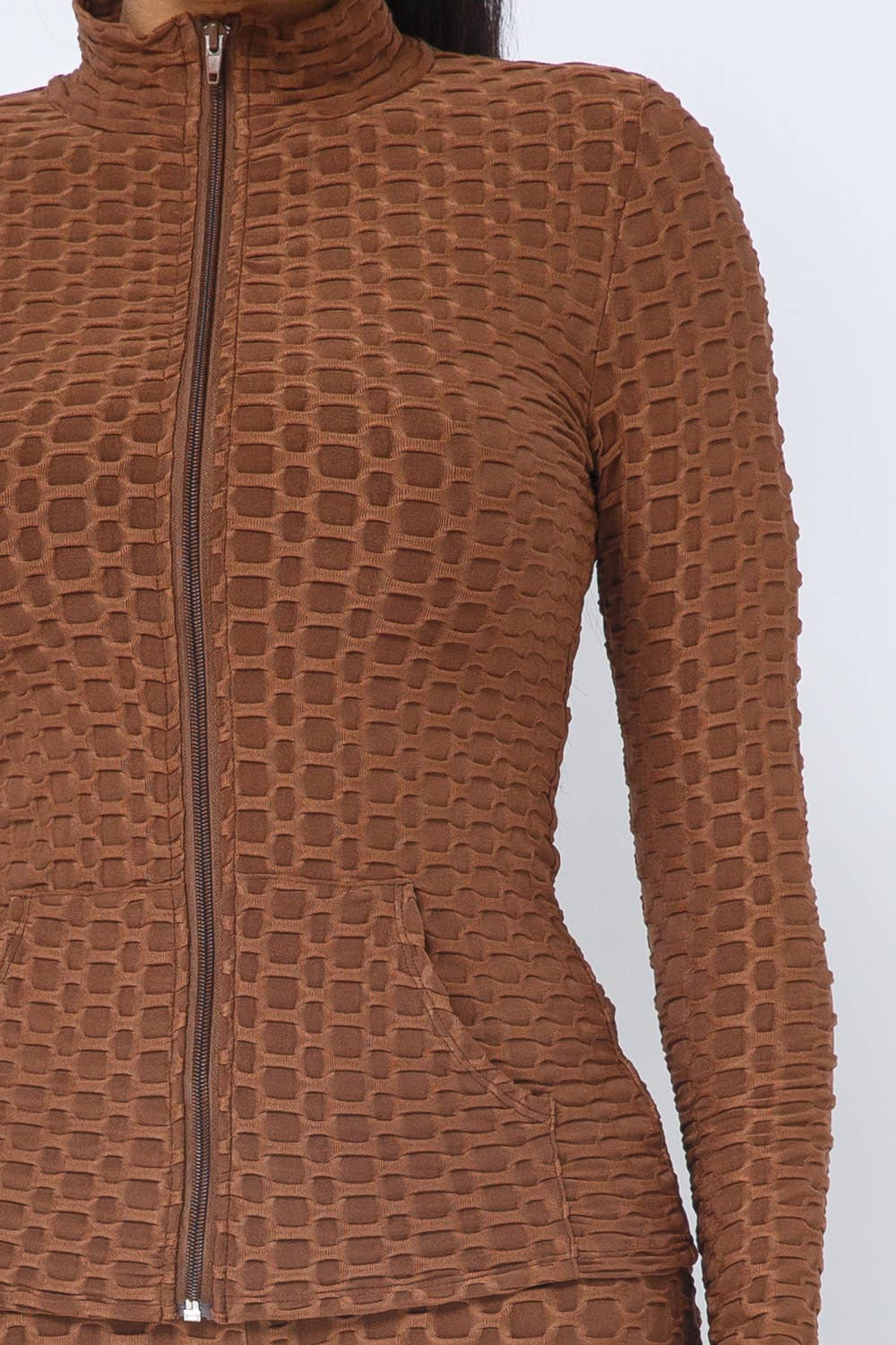 Ensemble Veste et Legging avec Poches Latérales Zippées Nid d'Abeille
