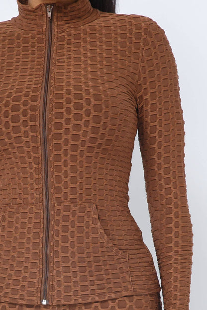 Ensemble Veste et Legging avec Poches Latérales Zippées Nid d'Abeille