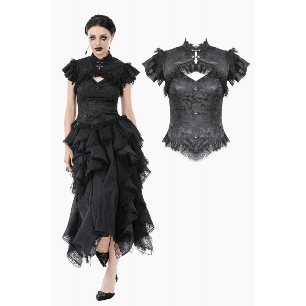 Dark in Love Seraphine Lace Shoulder Goth Top