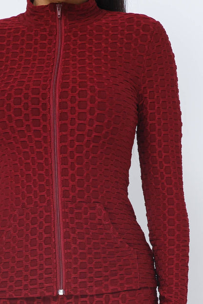 Ensemble Veste et Legging avec Poches Latérales Zippées Nid d'Abeille