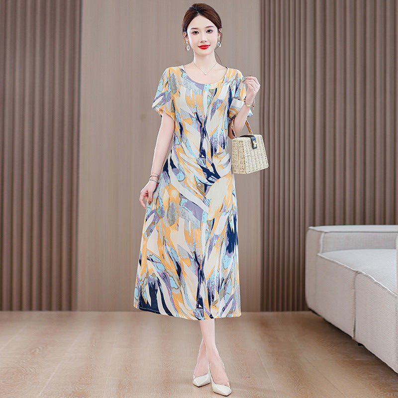 Women's Short Sleeve Cotton Floral Dress