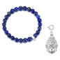 Faceted Lapis Gemstone Stretch Bracelet with Charm Created with Zircondia® Crystals