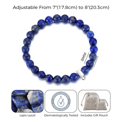 Faceted Lapis Gemstone Stretch Bracelet with Charm Created with Zircondia® Crystals