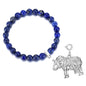 Faceted Lapis Gemstone Stretch Bracelet with Charm Created with Zircondia® Crystals