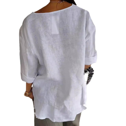 Cotton And Linen Button Tops