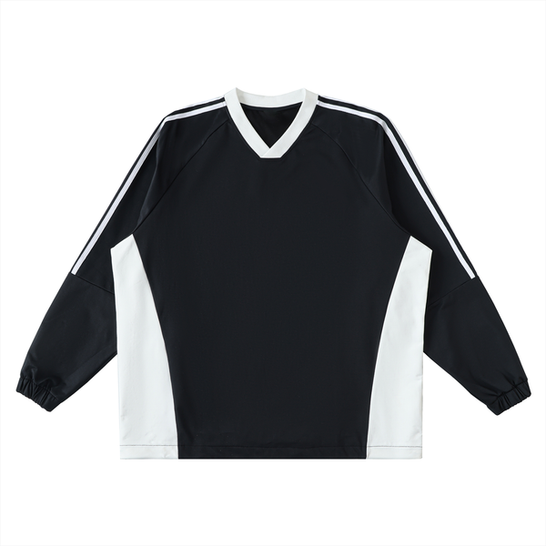 Color-Block V-Neck Long-Sleeve T-Shirt