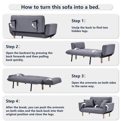 Small Sofa Bed Modern And Simple Gray Sofa Fabric Living Room 2 Seater Sofa Couch Settee Recliner Sleeper