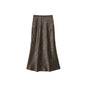 Copper-gold Leopard-print Plain Satin Faux-silk Midi Skirt