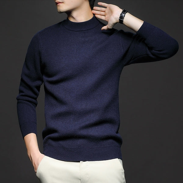 Pull Homme Col Montant Tricoté Manches Longues