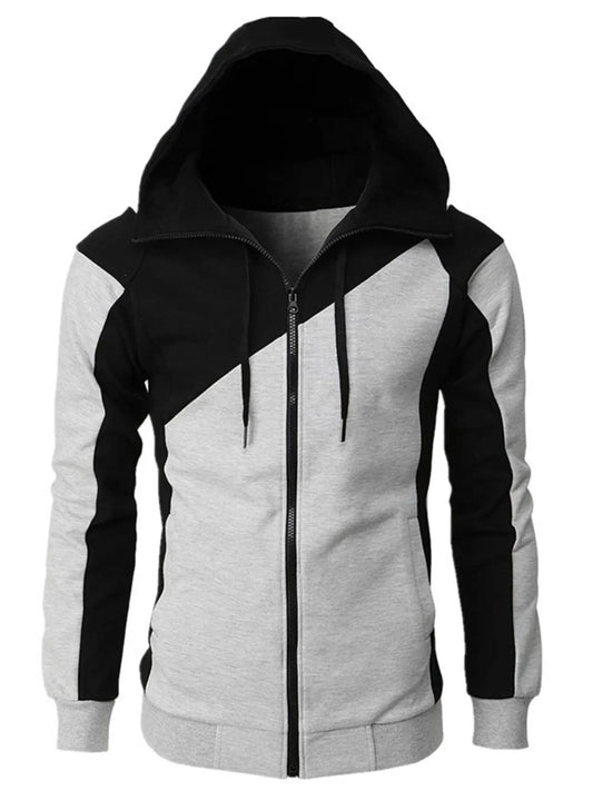 Sweat à capuche zippé color block pour homme