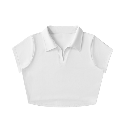 Womens V-Neck Lapel Crop Top