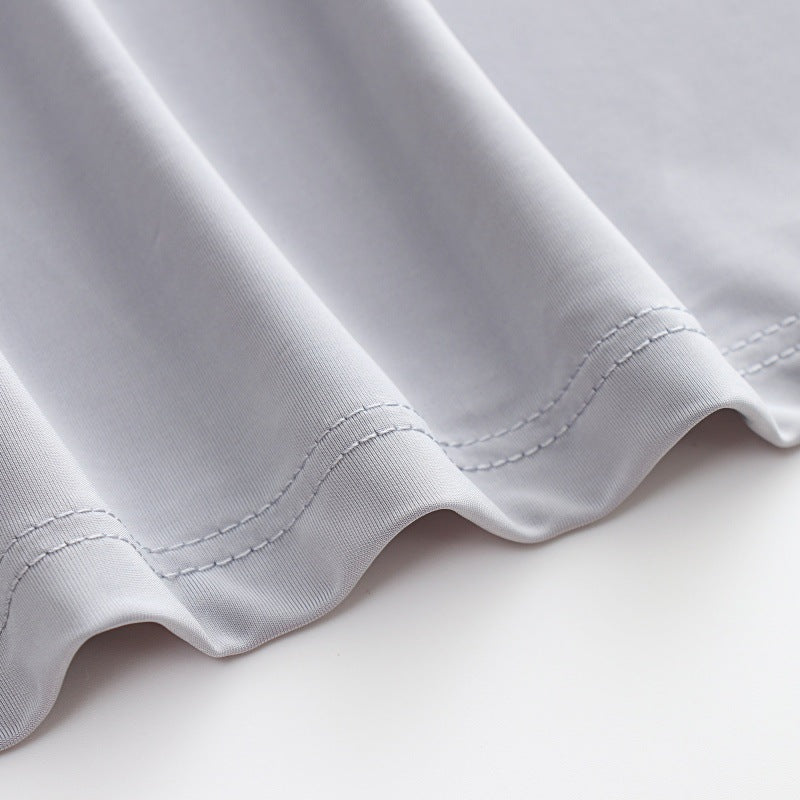 Spring Summer Ultra-thin Men's Long-sleeved Cropped Trousers Pajamas Suit