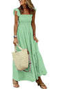 Womens Plaid Print Pleated Ruffle Dress