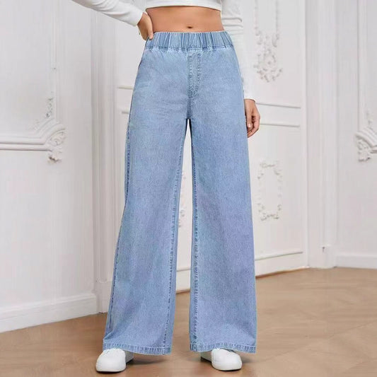 Women's Wide Leg Straight Denim Jeans | Mid-Rise Street Style