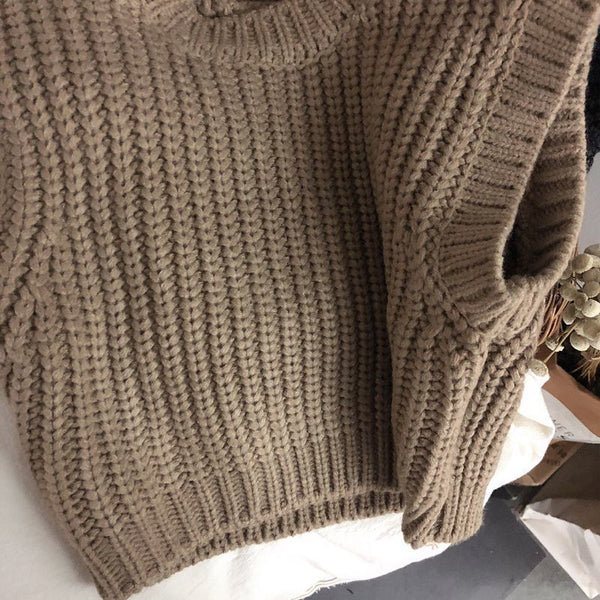 Gilet en laine épaissie à grosses rayures, pull de printemps et d'automne