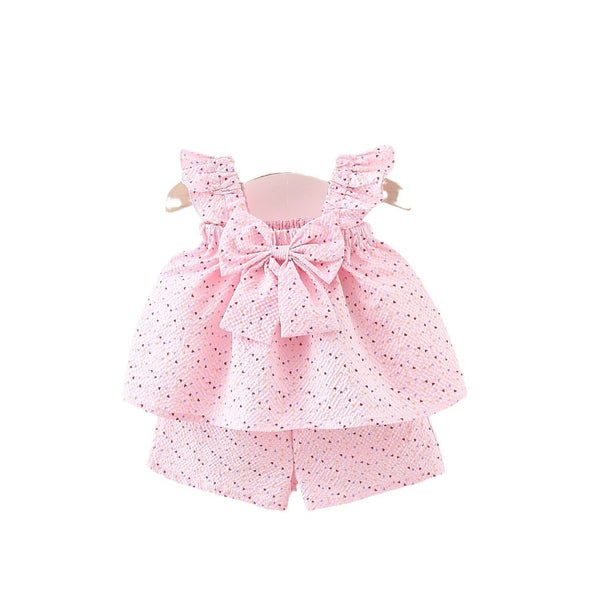 Bow-Detail Dress and Shorts Set