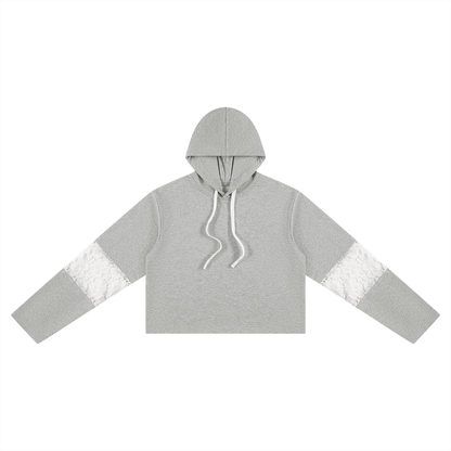Women’s Cropped Lace-Panel Hoodie