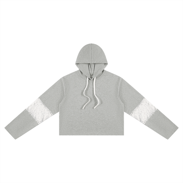 Women’s Cropped Lace-Panel Hoodie