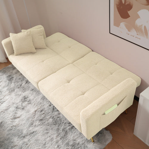 Sofa Bed with Adjustable Back and Side Pockets