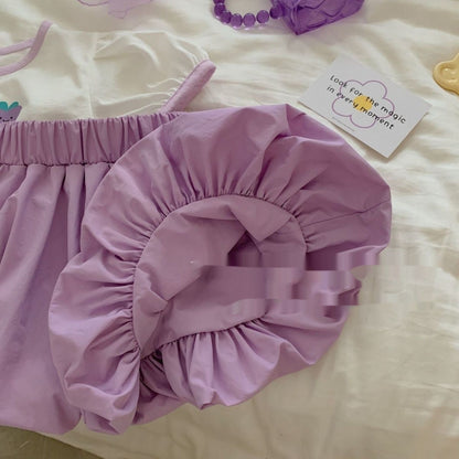 Korean Style Western Style Baby Girl Purple Two-piece Set