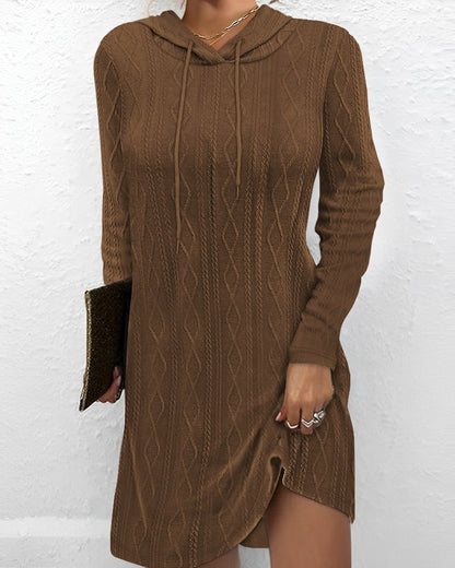 Womens Hooded Pullover Knitted Dress