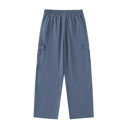 Drawstring Waist Straight-Leg Cargo Pants 300GSM
