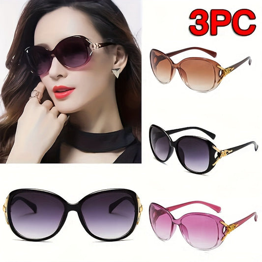 3 paires de lunettes de soleil ovales de luxe Golden Fox pour femme - Style rétro
