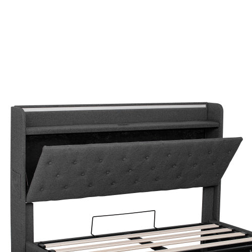 5ft King LED Storage Bed with USB-C