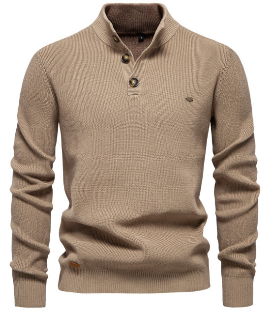 Men's Zipper Stand Collar Knitted Sweater