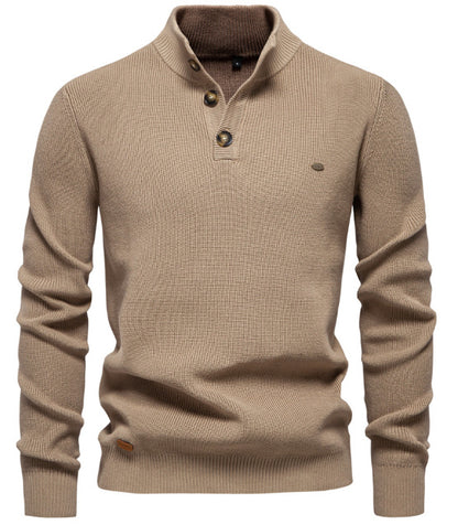 Men's Zipper Stand Collar Knitted Sweater