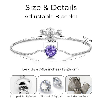 February (Amethyst) Birthstone Bracelet Created with Zircondia® Crystals
