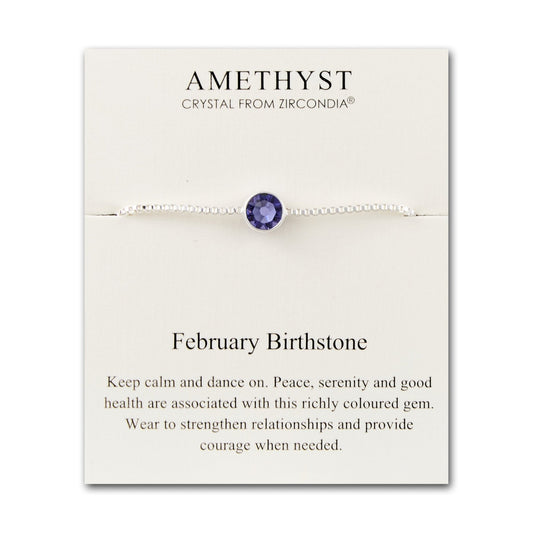 February (Amethyst) Birthstone Bracelet Created with Zircondia® Crystals