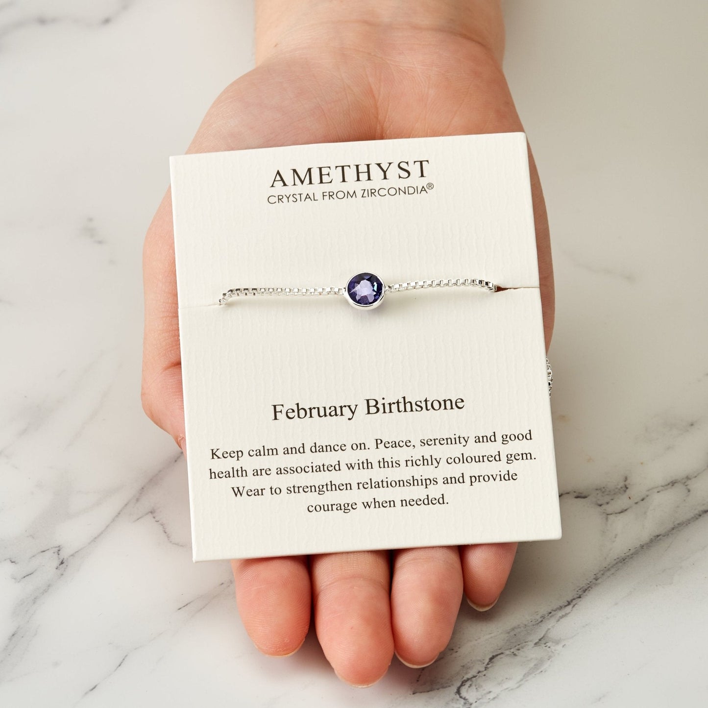 February (Amethyst) Birthstone Bracelet Created with Zircondia® Crystals