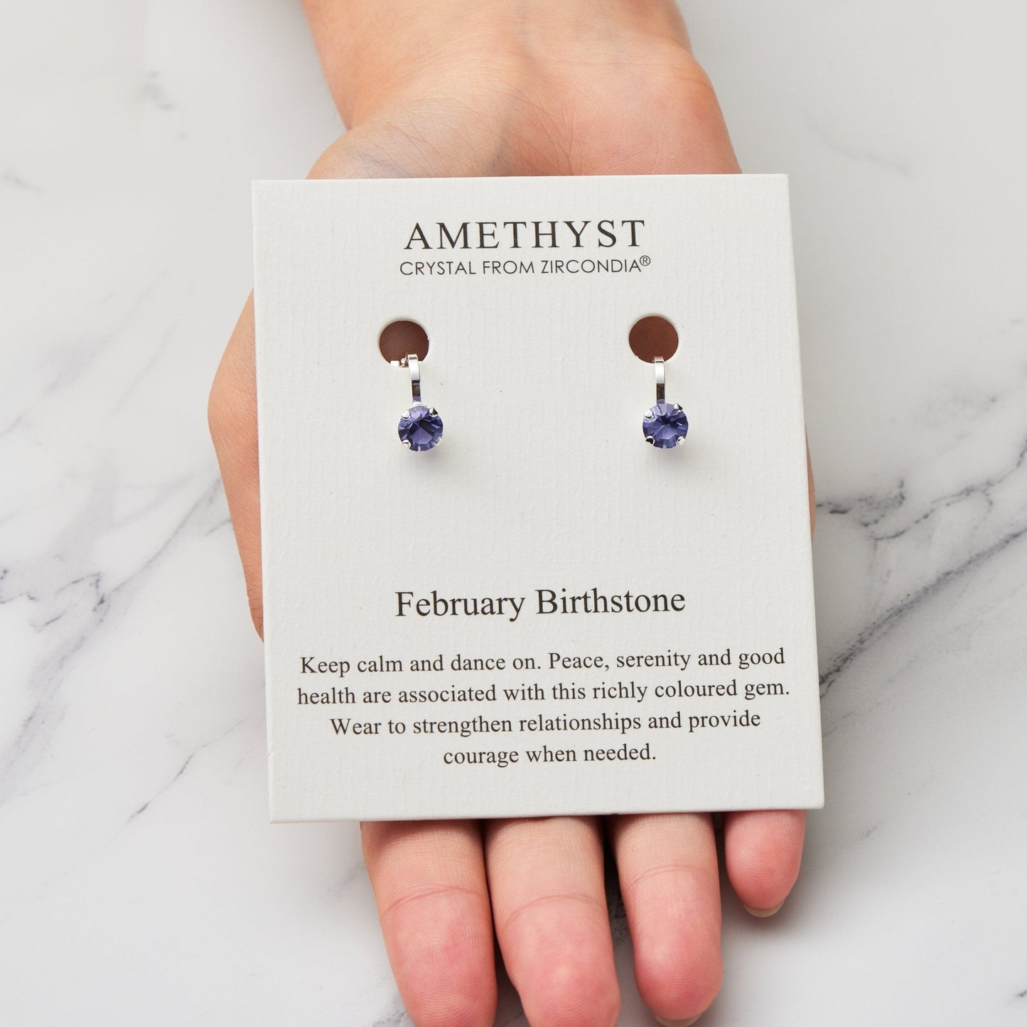 February (Amethyst) Birthstone Clip On Earrings Created with Zircondia® Crystals