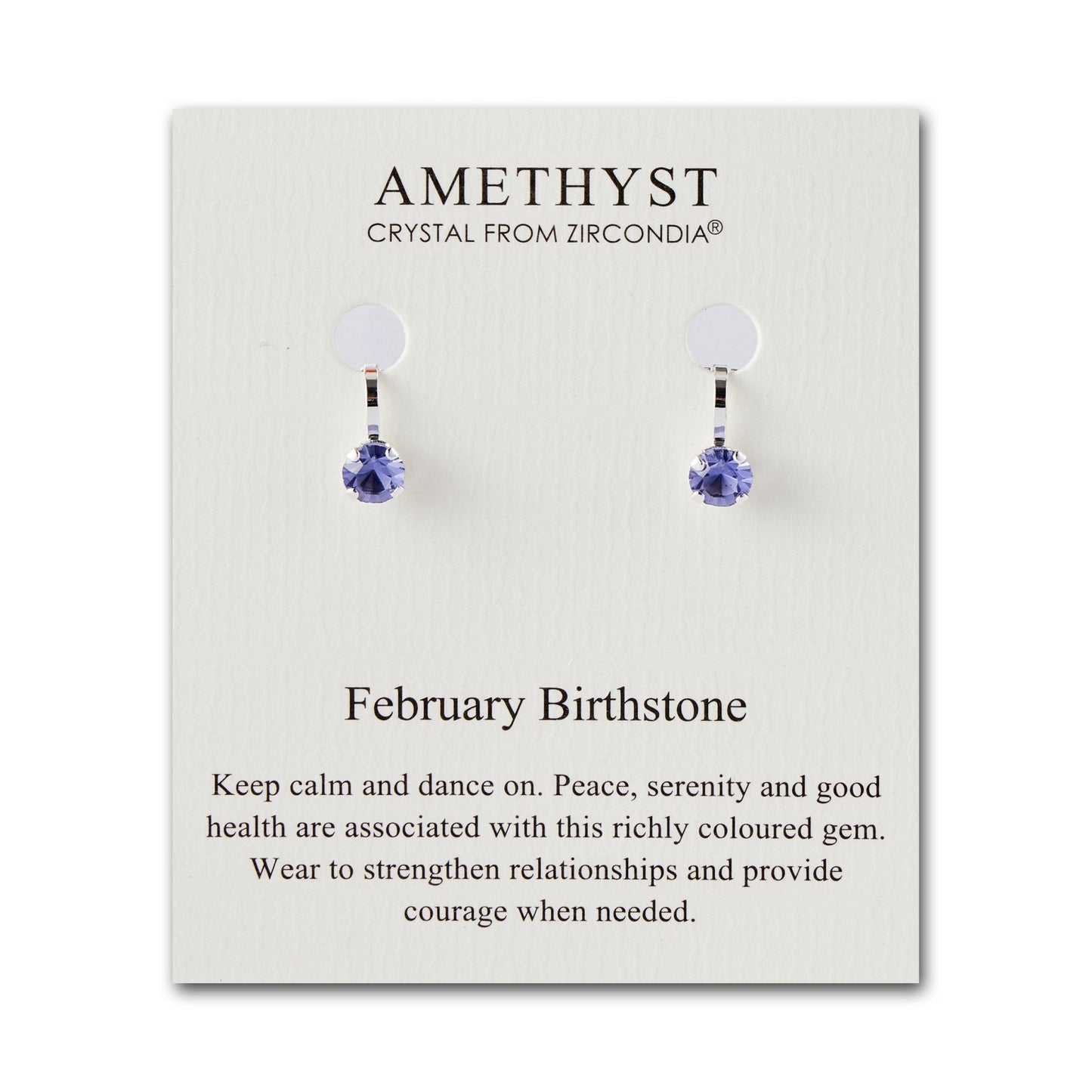 February (Amethyst) Birthstone Clip On Earrings Created with Zircondia® Crystals